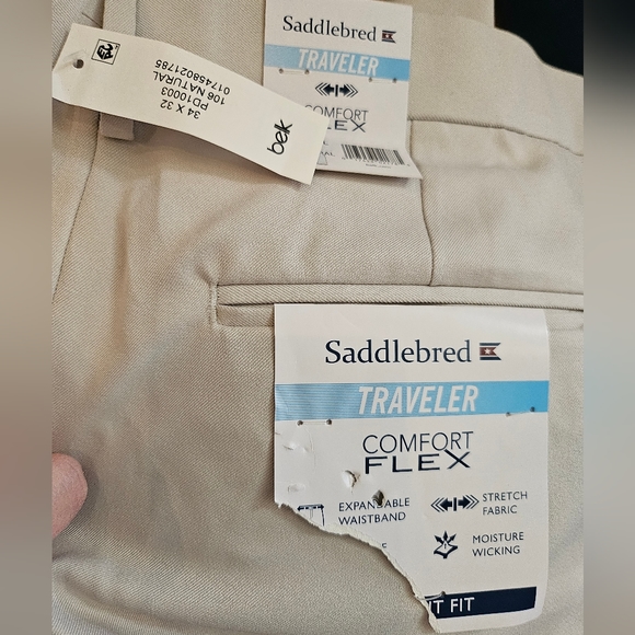 NWT Saddlebred Traveler Comfort Flex khakis with 3 way stretch, size 34x32 - Picture 7 of 8